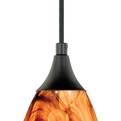 4.75-in Mini Pendant Smoky Fire Glass Oil Rubbed Bronze