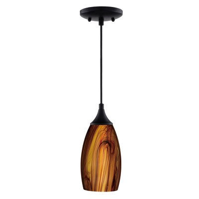 4.75-in Mini Pendant Smoky Fire Glass Oil Rubbed Bronze