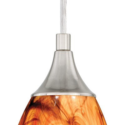 4.75-in Mini Pendant Smoky Fire Glass Satin Nickel