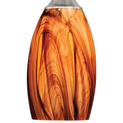4.75-in Mini Pendant Smoky Fire Glass Satin Nickel