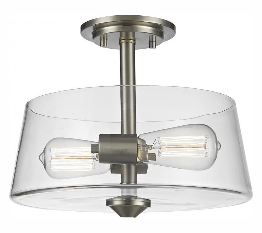 2 Light Semi Flush Ceiling Fixture with Clear Cylindrical Glass Shade by Z-Lite