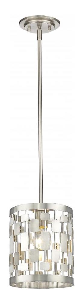 Brushed Nickel  1 Light Pendant with Clear Cylindrical Crystal Shade by Z-Lite