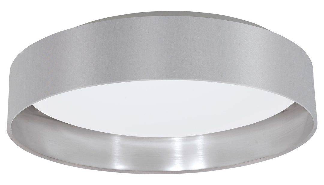1x18W LED Ceiling Light w/ Grey & Sliver Finish & White Plastic Diffuser by Eglo