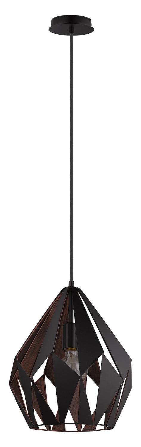 1x60W Pendant w/ A Black Outer Finish & Copper Interior Finish by Eglo