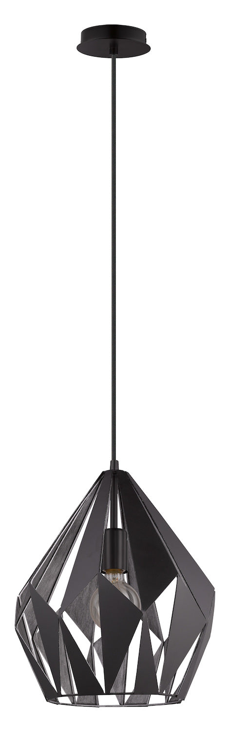 1x60W Pendant w/ A Black Outer Finish & Silver Interior Finish by Eglo