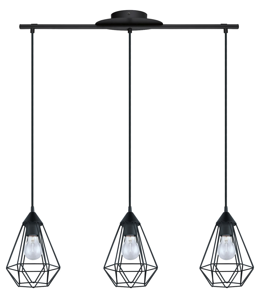 3x100W Multi Light Cage Pendant w/ Matte Black Finish by Eglo