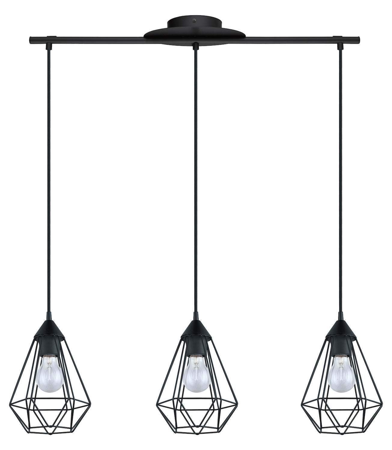 3x100W Multi Light Cage Pendant w/ Matte Black Finish by Eglo
