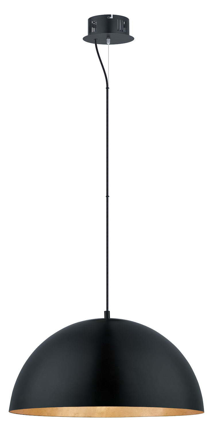 Black/gold 21in. Wide Single Light LED Pendant by Eglo