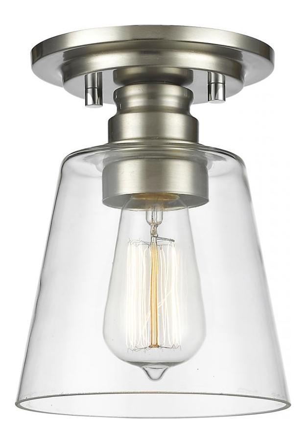 1 Light Flush Mount Ceiling Fixture with Clear Cylindrical Glass Shade by Z-Lite
