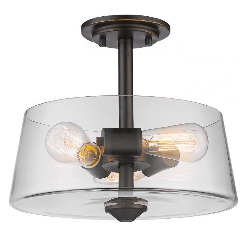 3 Light Semi Flush Ceiling Fixture with Clear Cylindrical Glass Shade by Z-Lite