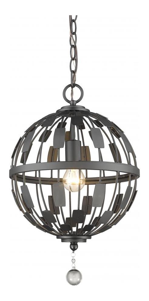 Bronze  1 Light Pendant with Clear Globe Crystal Shade by Z-Lite