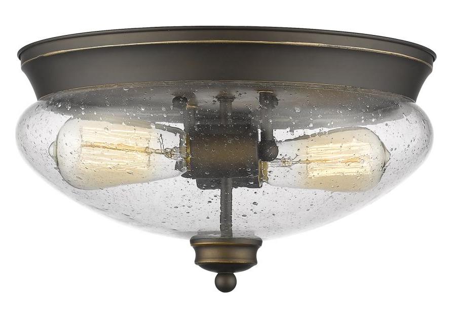 Olde Bronze  2 Light Flush Mount Ceiling Fixture with Clear Dome Glass Shade by Z-Lite