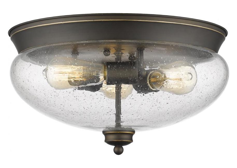 Olde Bronze  3 Light Flush Mount Ceiling Fixture with Clear Dome Glass Shade by Z-Lite