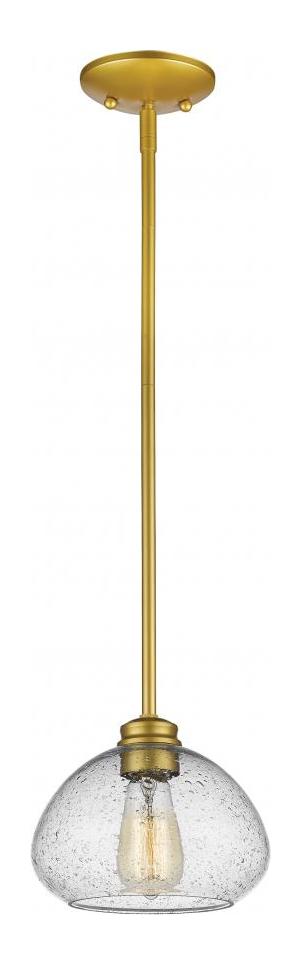 Satin Gold  1 Light Pendant with Clear Bowl Glass Shade by Z-Lite