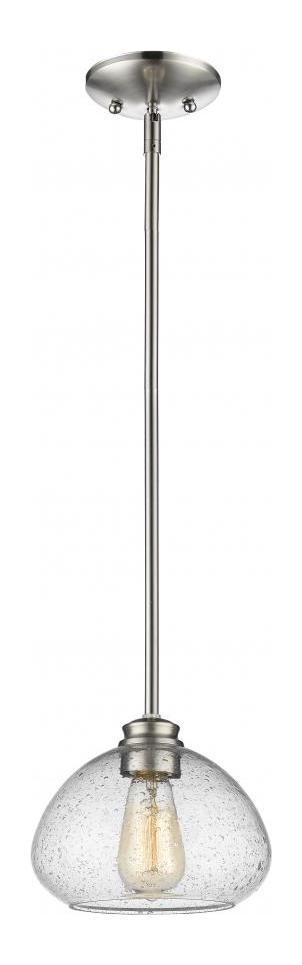 Brushed Nickel  1 Light Pendant with Clear Bowl Glass Shade by Z-Lite