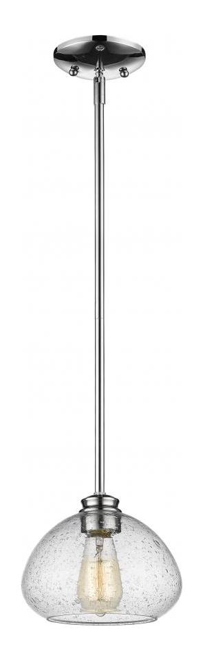 Chrome  1 Light Pendant with Clear Bowl Glass Shade by Z-Lite
