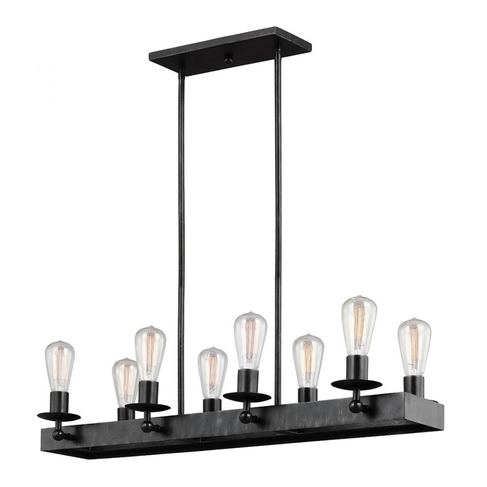 Eight Light Rectangular Chandelier In Stardust by Generation Lighting