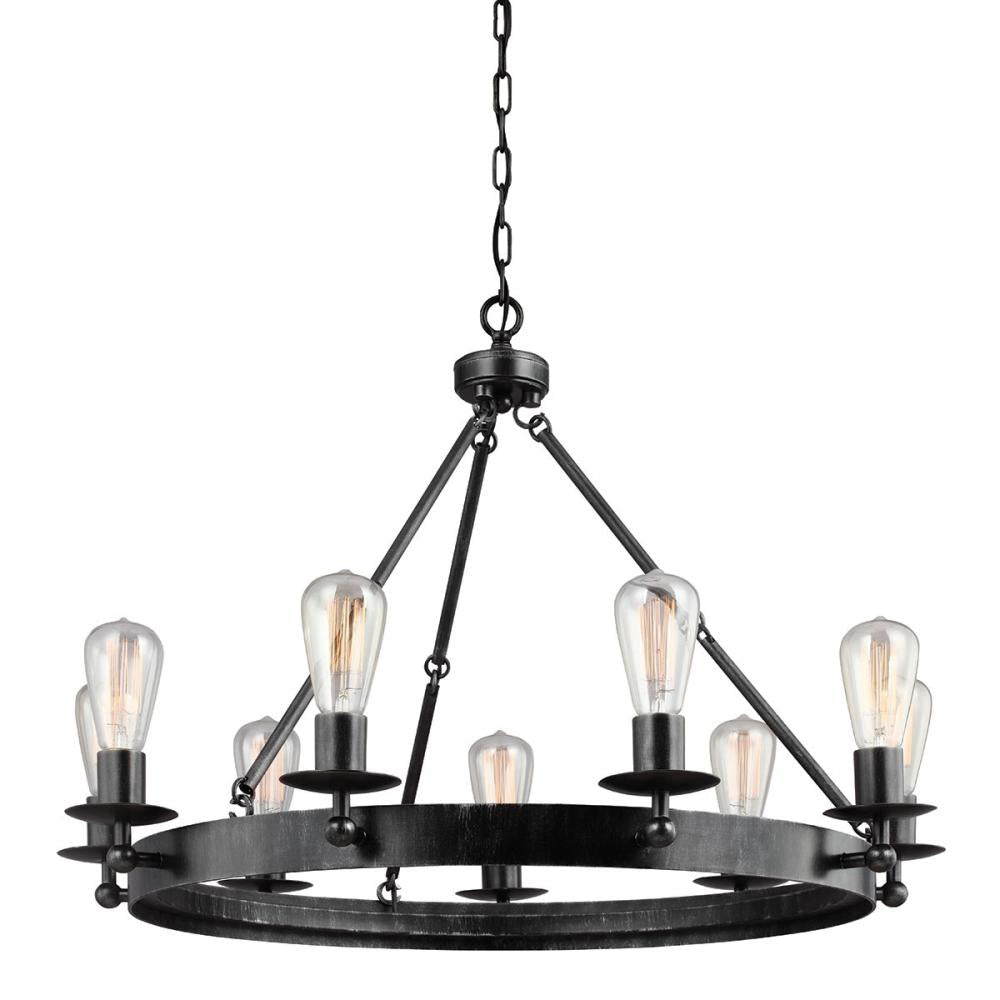 Raenwood Manor Nine Light Round Chandelier In Stardust by Generation Lighting
