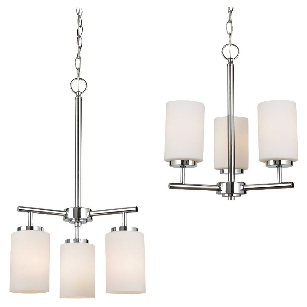 Three Light Chandelier In Chrome Finish With Etched Opal White Glass by Generation Lighting