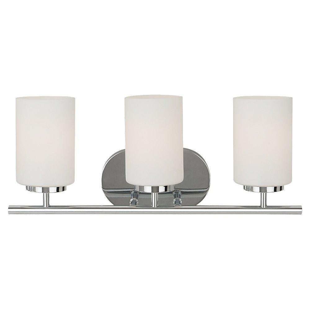 Three Light Wall/Bath In Chrome Finish With Etched Opal White Glass by Generation Lighting