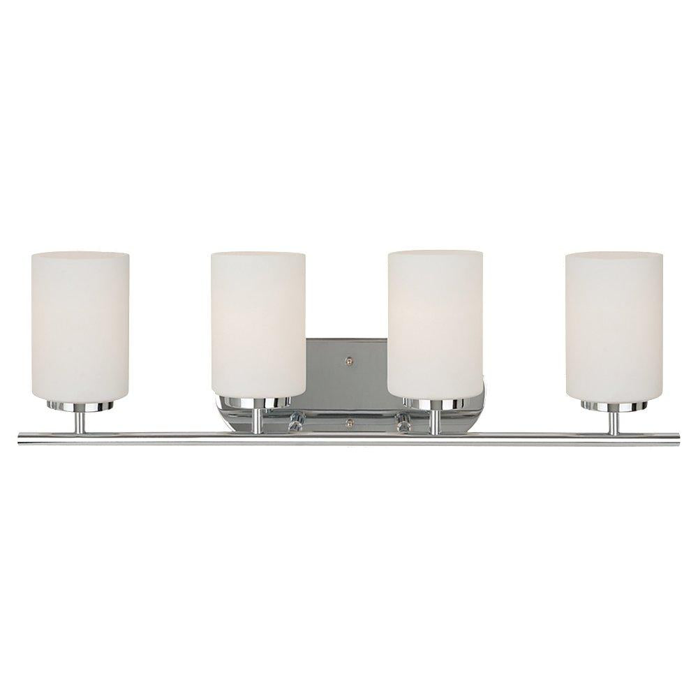 Four Light Wall/Bath In Chrome Finish With Etched Opal White Glass by Generation Lighting