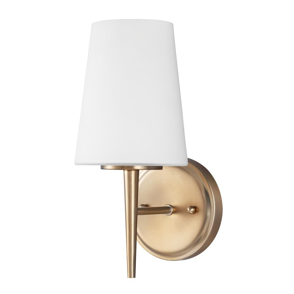 One Light Wall / Bath Sconce In Satin Bronze With Etched Glass Painted by Generation Lighting