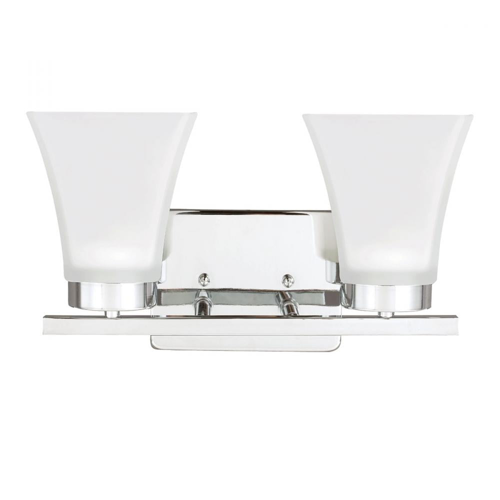 Two Light Bath/Wall In Chrome With Satin Etched Glass by Generation Lighting