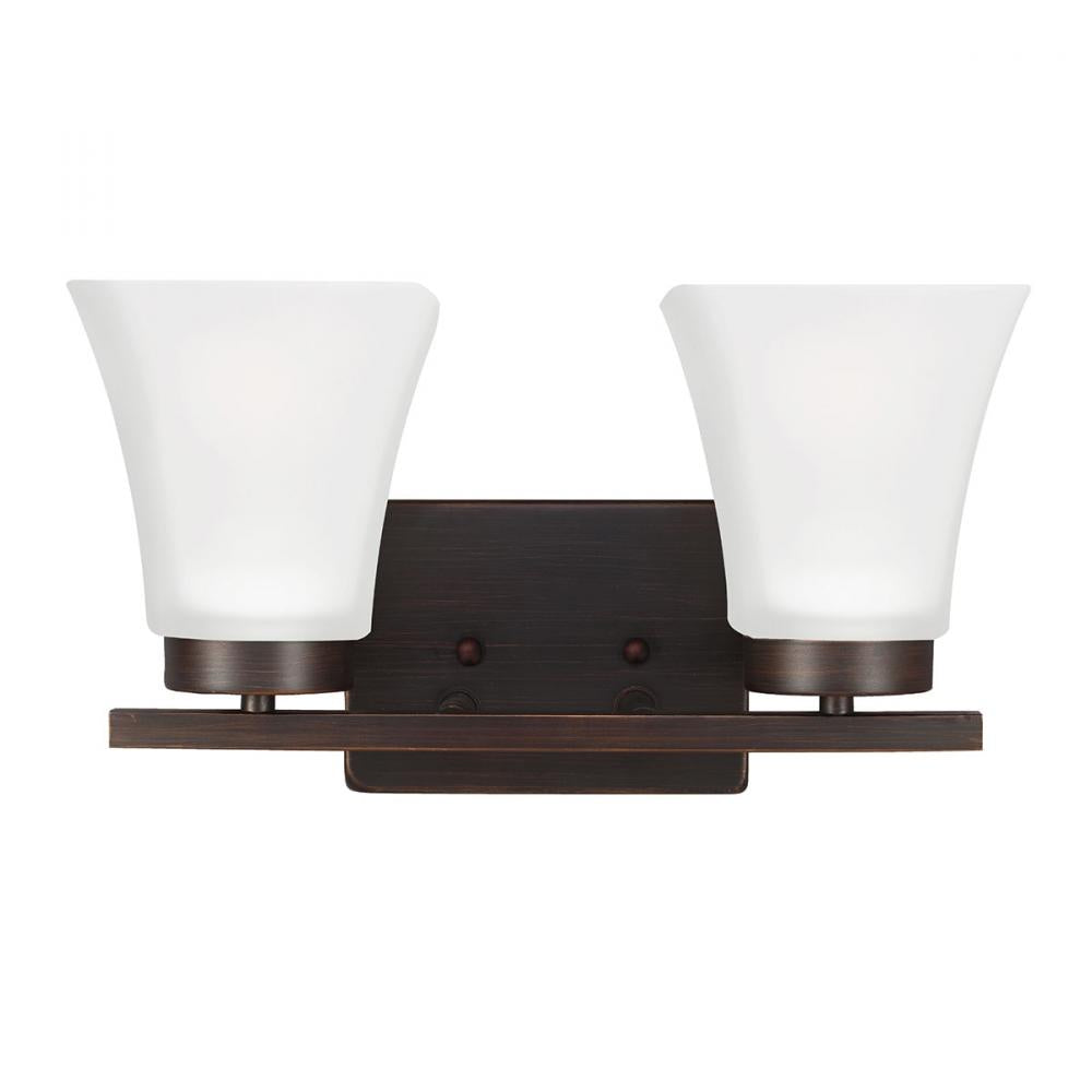 Two Light Bath/Wall In Burnt Sienna With Satin Etched Glass by Generation Lighting