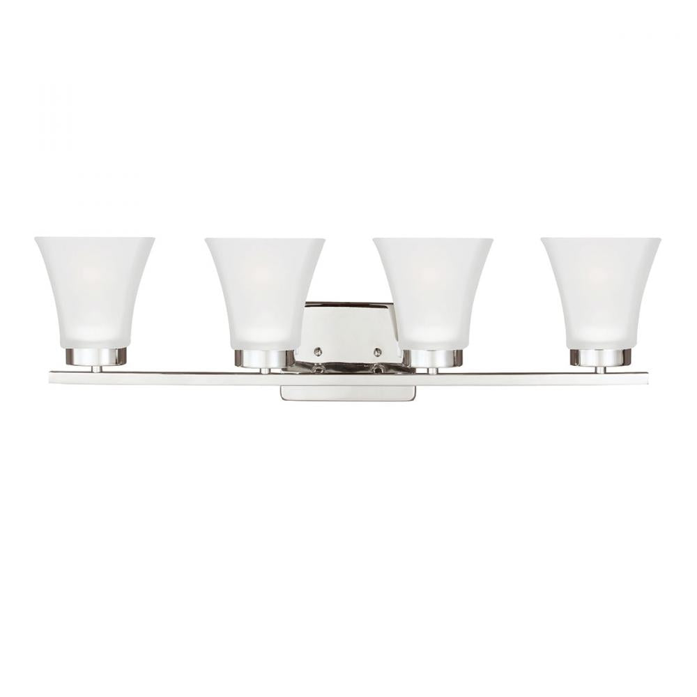 Four Light Bath/Wall In Chrome With Satin Etched Glass by Generation Lighting