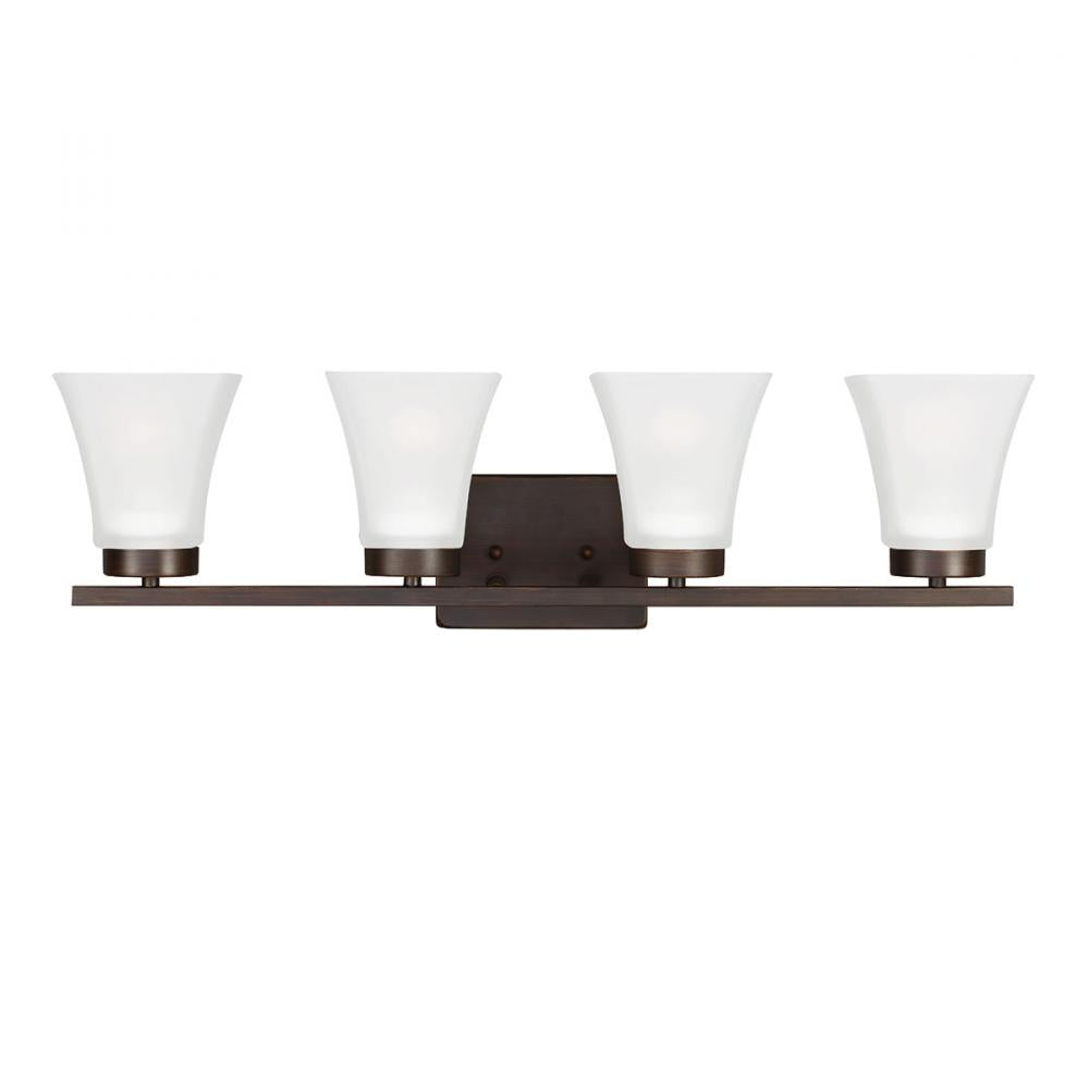 Four Light Bath/Wall In Burnt Sienna With Satin Etched Glass by Generation Lighting