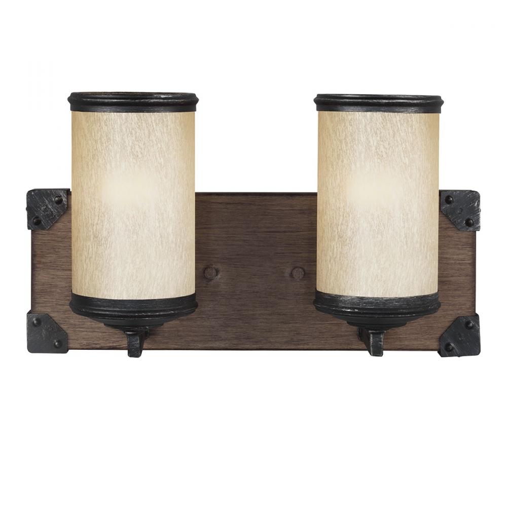 Two Light Wall / Bath In Stardust With Creme Parchment Glass by Generation Lighting