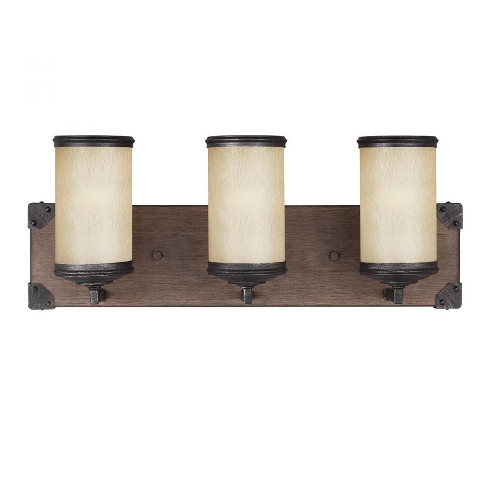 Three Light Wall / Bath In Stardust With Creme Parchment Glass by Generation Lighting