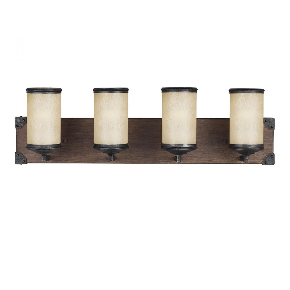 Four Light Wall / Bath In Stardust With Creme Parchment Glass by Generation Lighting