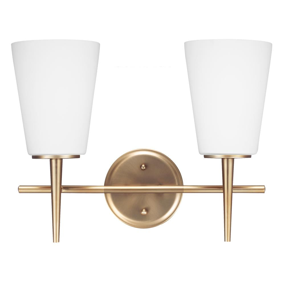 Two Light Wall / Bath Vanity In Satin Bronze With Etched Glass Painted by Generation Lighting