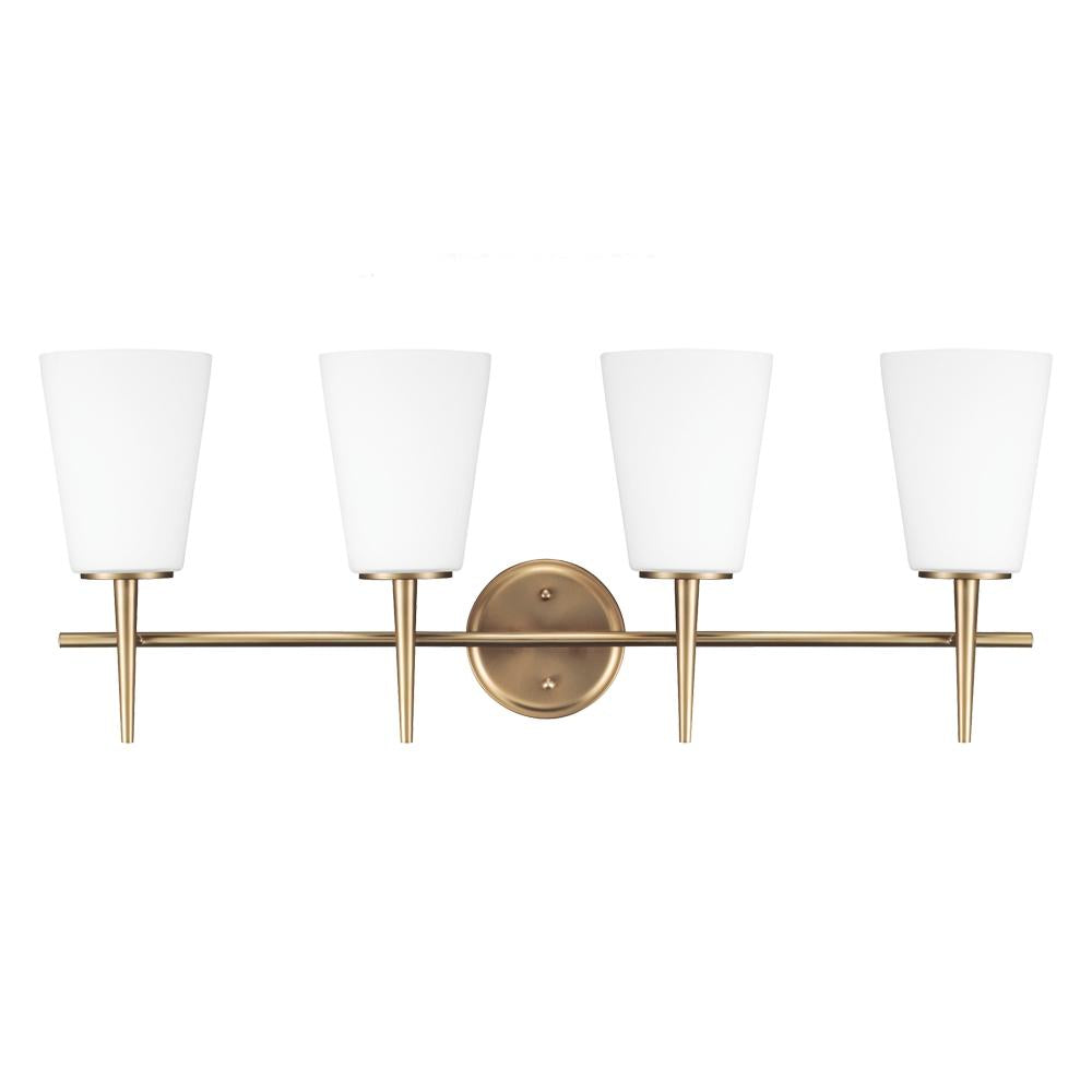 Four Light Wall / Bath Vanity In Satin Bronze With Etched Glass Painted by Generation Lighting