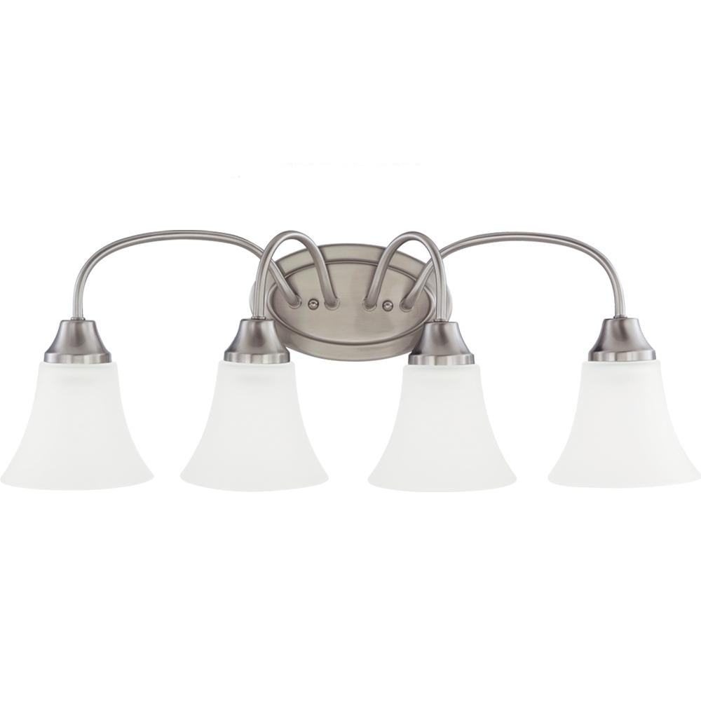 Four Light Wall/Bath Vanity In Brushed Nickel With Satin Etched Glass by Generation Lighting