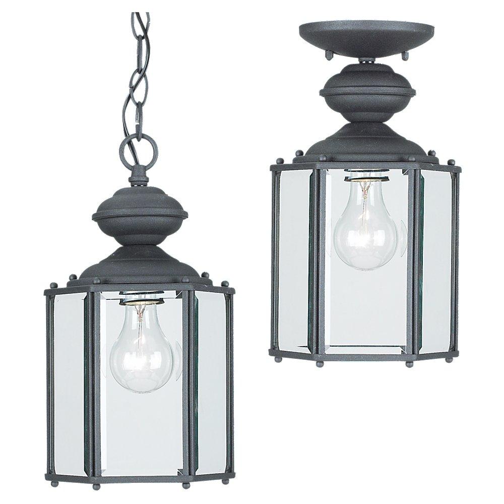 Outdoor Pendant One Light Black With Clear Beveled Glass by Generation Lighting