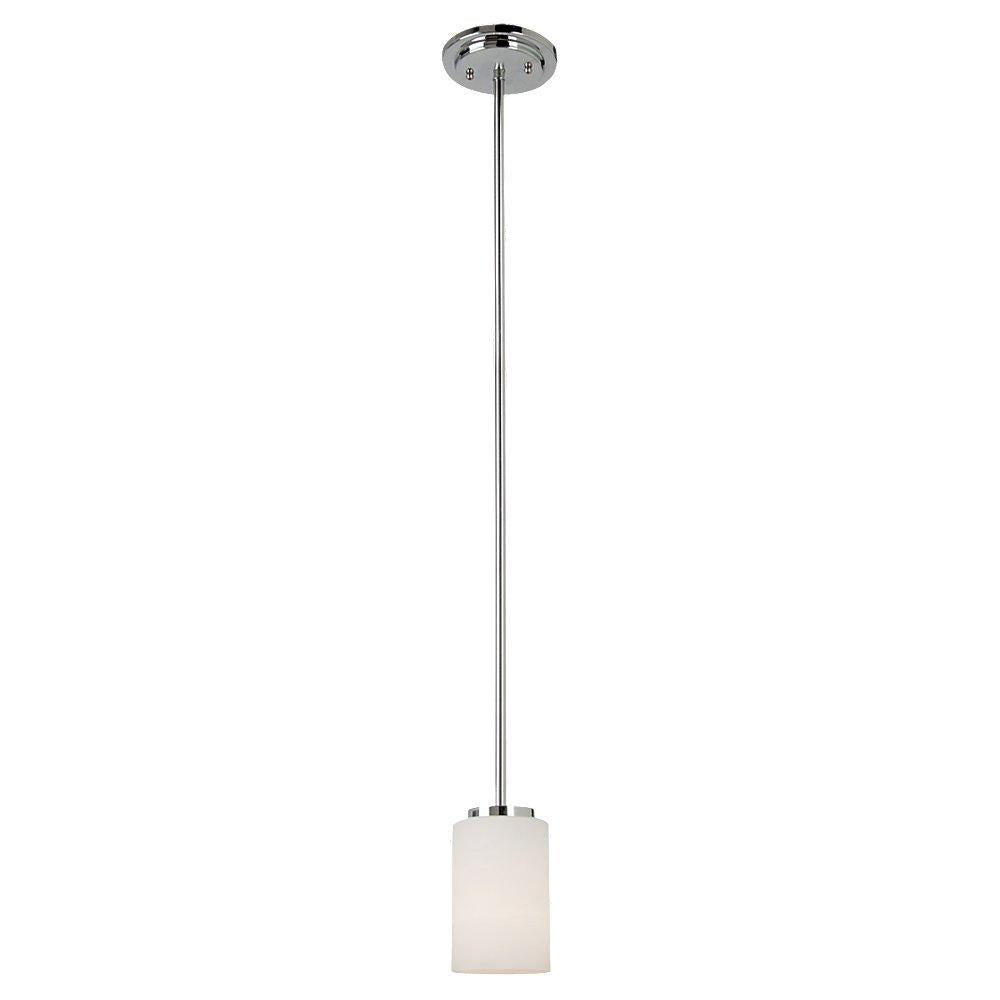 One Light Mini-Pendant In Chrome Finish With Etched Opal White Glass by Generation Lighting