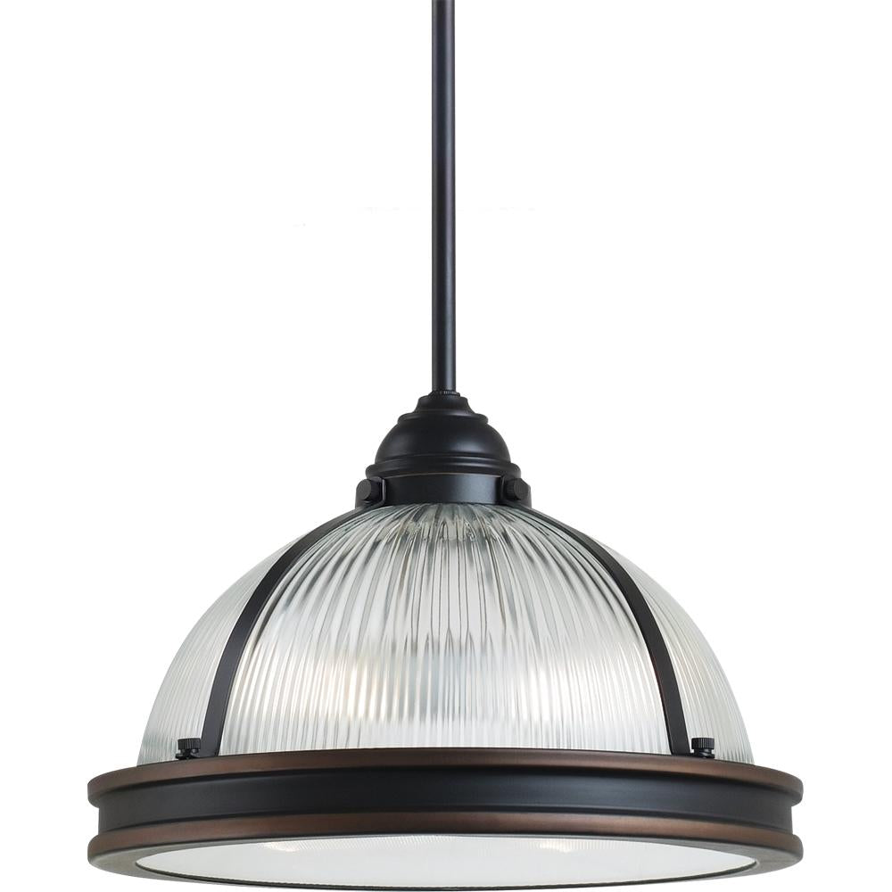 Two Light Pendant In Autumn Bronze With Prismatic Glass A by Generation Lighting