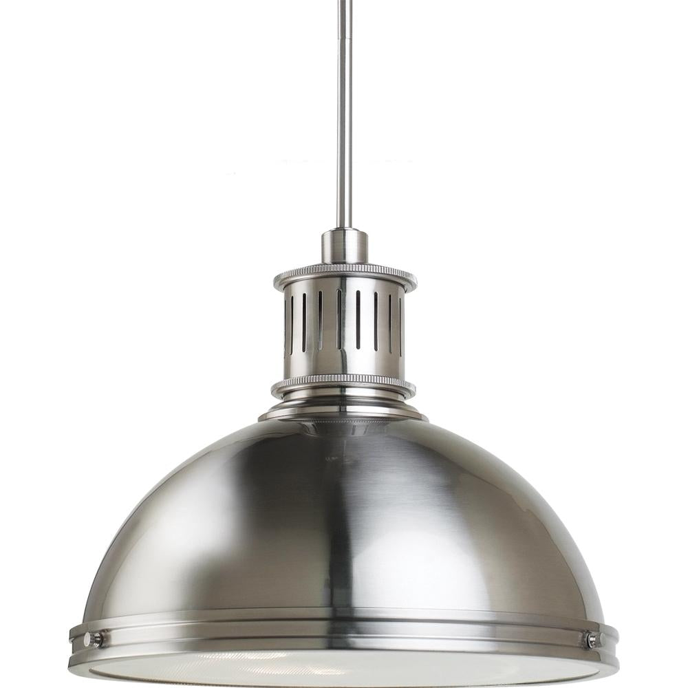 Three Light Pendant In Brushed Nickel With Glass Diffuser by Generation Lighting