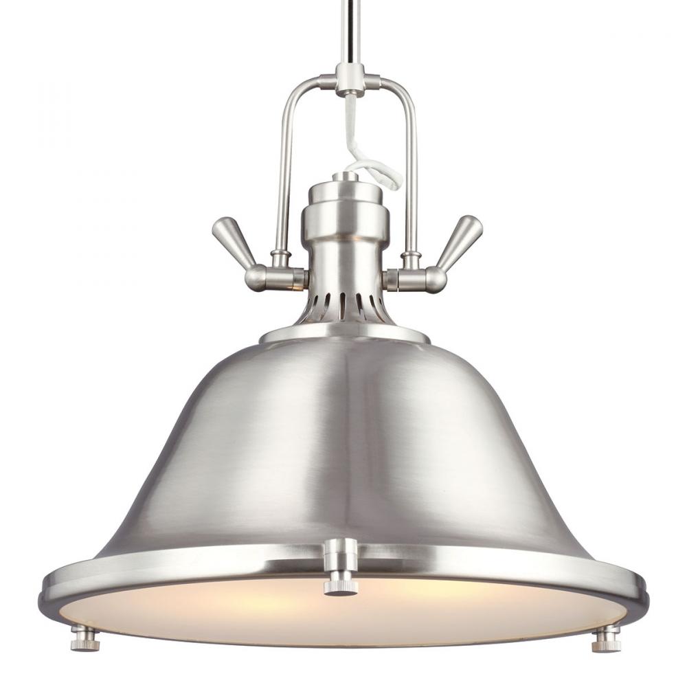Two Light Pendant In Brushed Nickel With Satin Etched Glass Diffuse by Generation Lighting