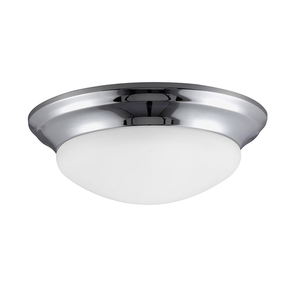 Three Light Flush Mount Fixture In Chrome Finish With Satin Etched Glass