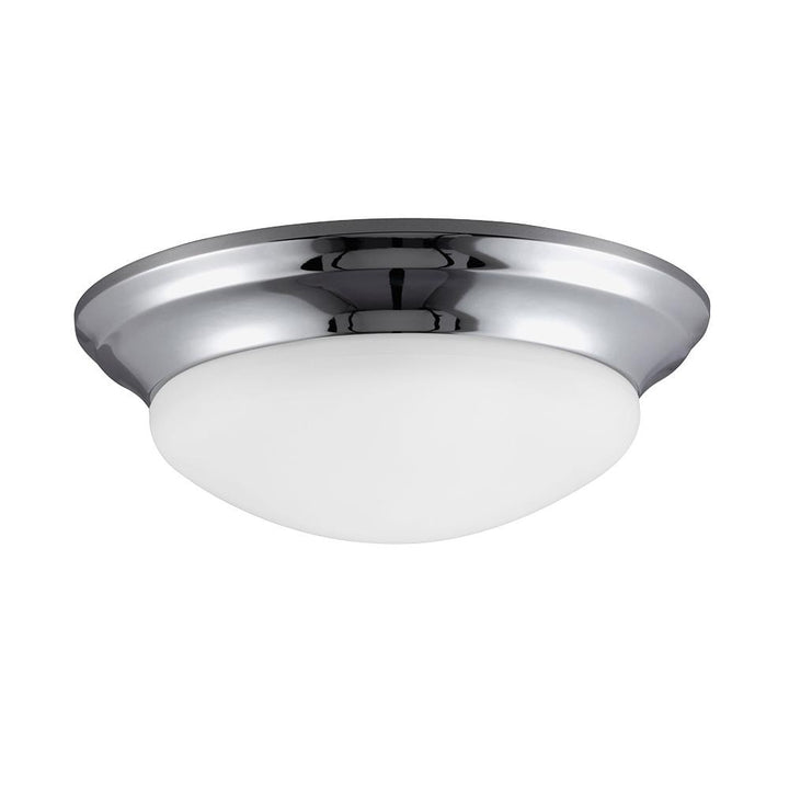 Three Light Flush Mount Fixture In Chrome Finish With Satin Etched Glass