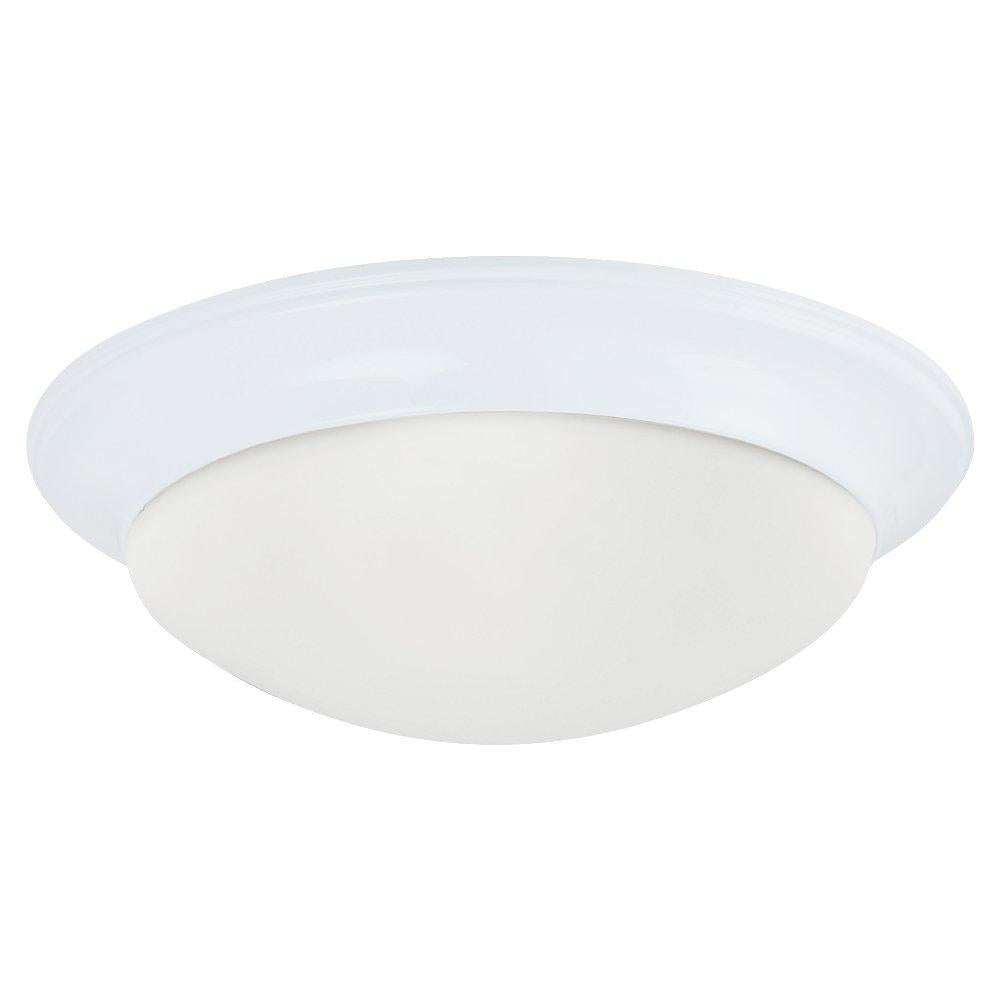Three Light Flush Mount Fixture In White Finish With Satin Etched Glass by Generation Lighting