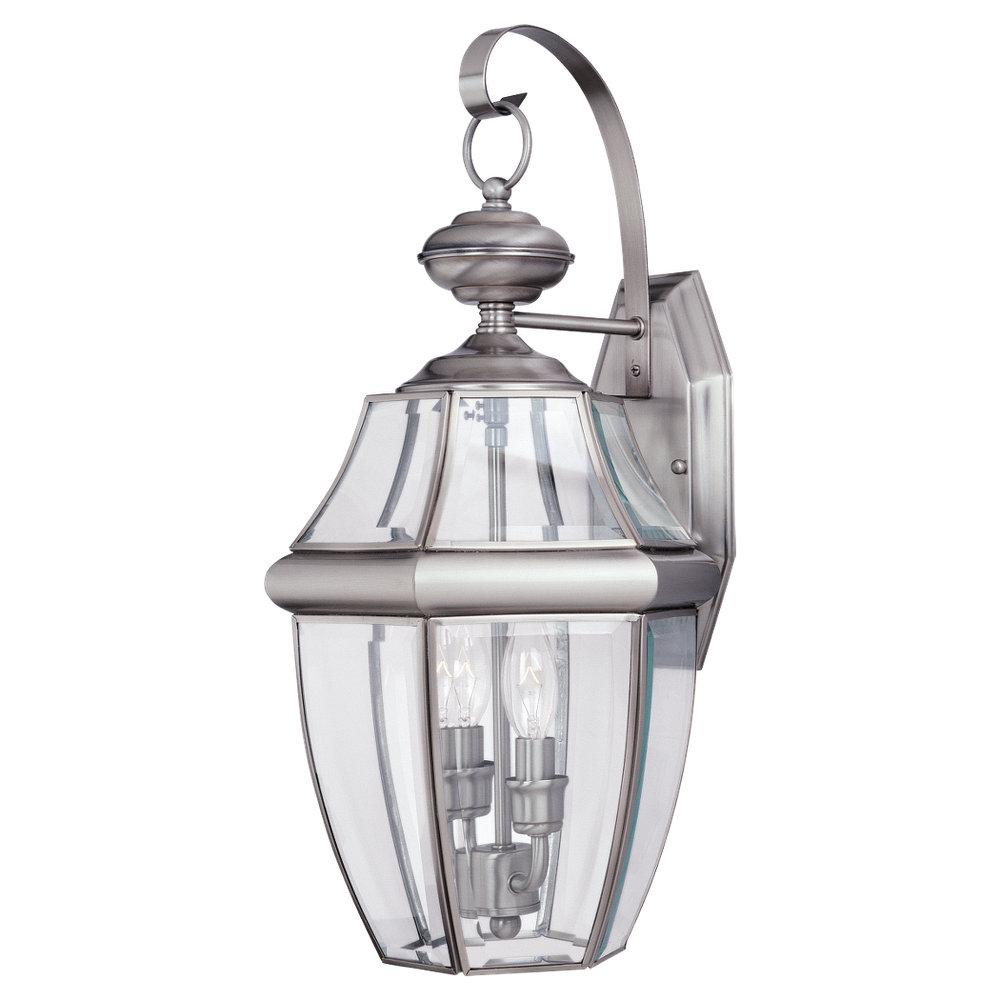Two-Light  Brushed Nickel Wall Lantern by Generation Lighting