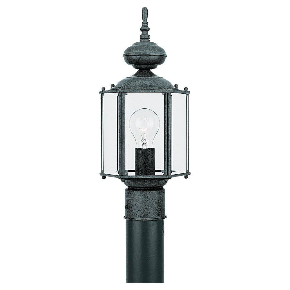 Outdoor Post Lantern One Light Black With Clear Beveled Glass by Generation Lighting