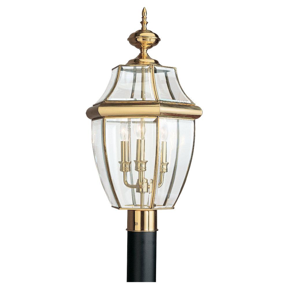Three-Light  Brass Post Lantern by Generation Lighting
