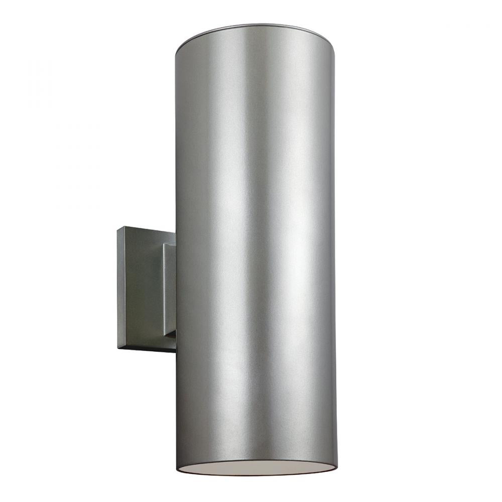 5In. Outdoor Bullet Two Light Wall Lantern In Painted Brushed Nickel With Clea by VC Studio Collection