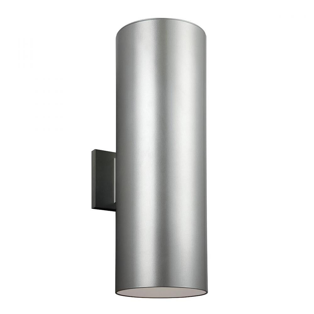 6In. Outdoor Bullet Two Light Wall Lantern In Painted Brushed Nickel With Clea by VC Studio Collection