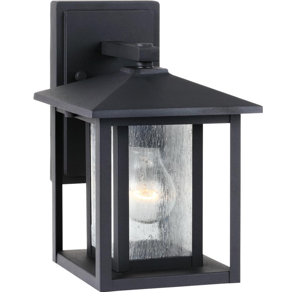 One Light Small Outdoor Wall Lantern In Black With Clear Seeded Glass by Generation Lighting